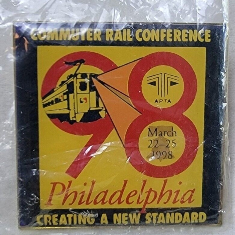 Vintage 1998 Commuter Rail Conference Philadelphia APTA Pin Union Made USA
